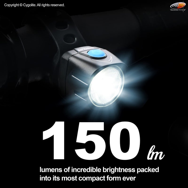Cygolite Dice HLâ€“ 150 Lumen Bike Lightâ€“ 6 Night & 2 Daytime Modesâ€“ Ultra Compact Designâ€“ IP64 Water Resistantâ€“ Sturdy Flexible Mountâ€“ USB Rechargeable Headlight - for Aero Road & Commuter Bicycles - Image 2